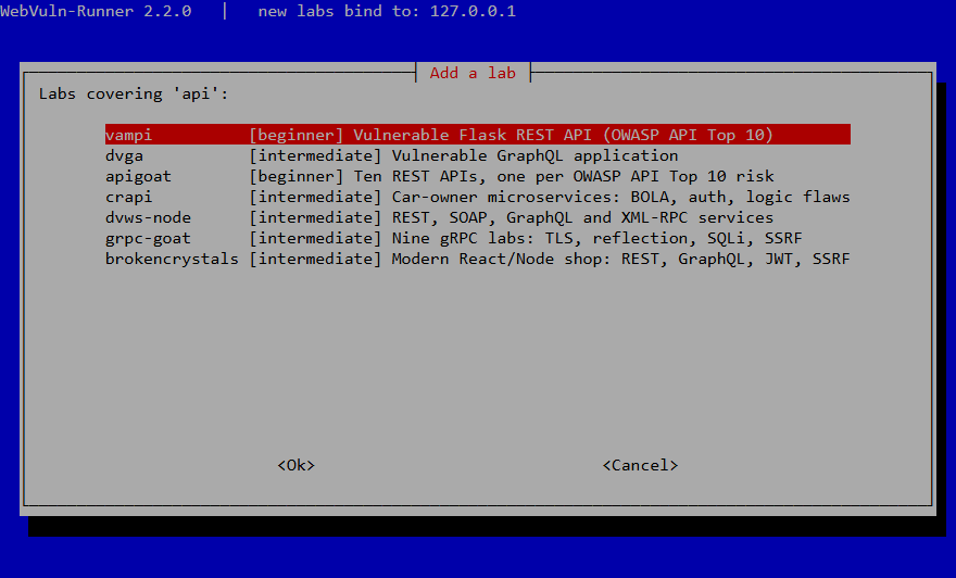 Choosing a lab for the API topic
